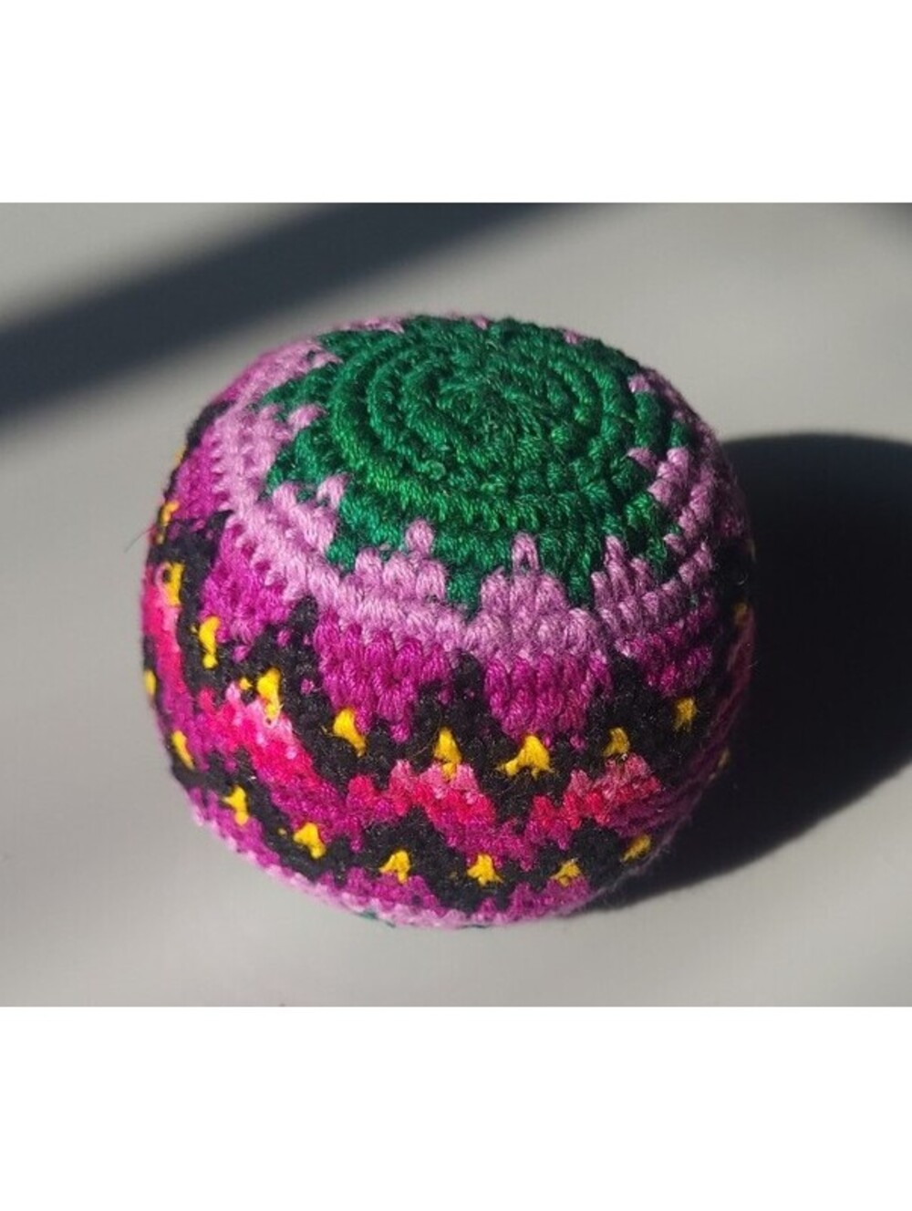 Crochet Hacky Sack Footbag‎ Made in Guatemala Cotton Pink Green Black New